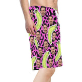 Custom Father Face Banana Leopard Print Men's Beach Shorts