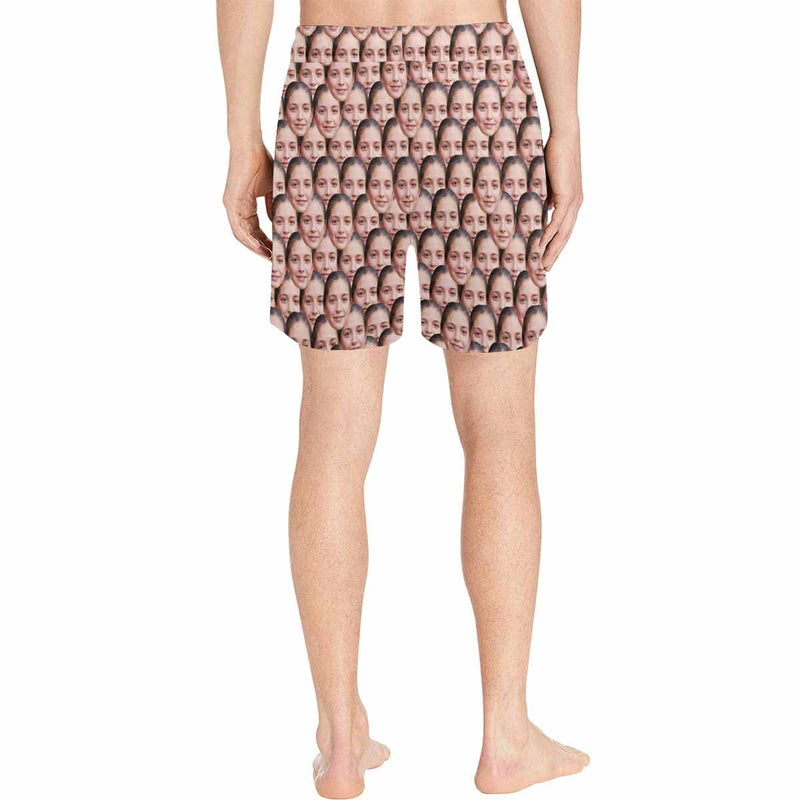 Custom Face Girlfriend Cute Men's Quick Dry Swim Shorts, Personalized Funny Swim Trunks