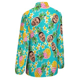 Custom Face Pineapple Vntage Casual Long Sleeve Hawaiian Shirts