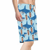 Custom Father Face Attack Shark Men's Beach Shorts