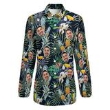 Custom Face Tropical Jungle Vntage Casual Long Sleeve Hawaiian Shirts