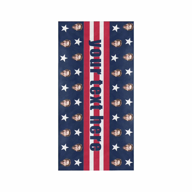 Custom Flag Face&Text Bath Towel Beach Towel Pool Towel Camp Towel