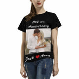 Custom Photo&Year&Name Kiss Anniversary Women's All Over Print T-shirt