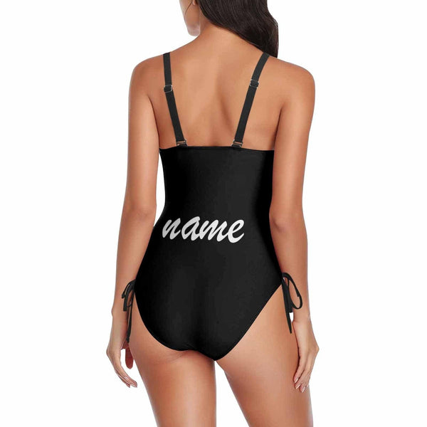 Custom Face&Name Right Hand Women's New Drawstring Side One Piece Swimsuits