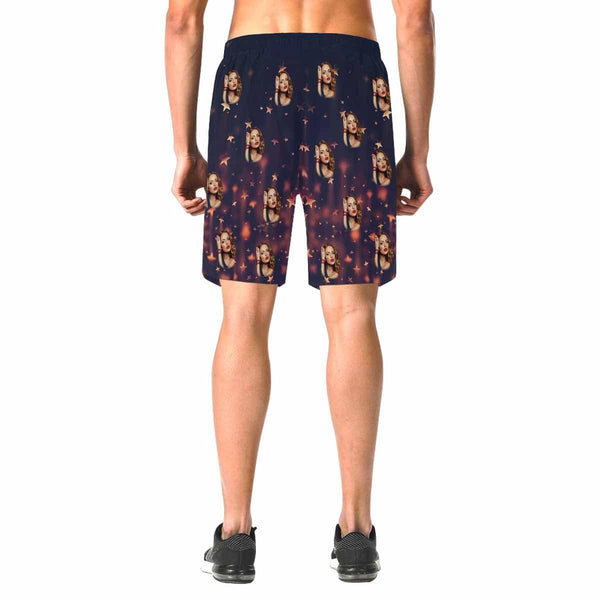 Custom Face Stars Men's All Over Print Elastic Beach Shorts