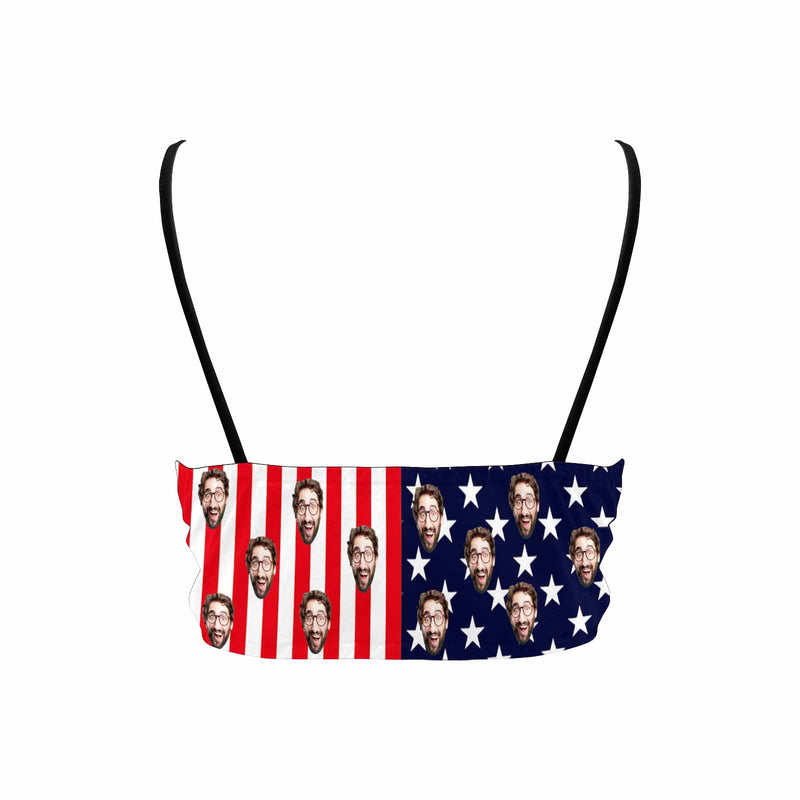 Custom Face USA Flag Bikini Top&Bottom Personalized Face Flag Bikini