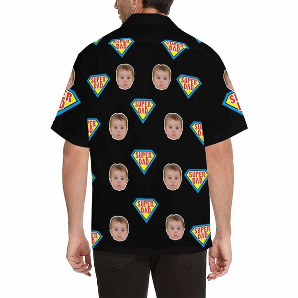 Custom Face Super Dad Baby Men's All Over Print Hawaiian Shirt