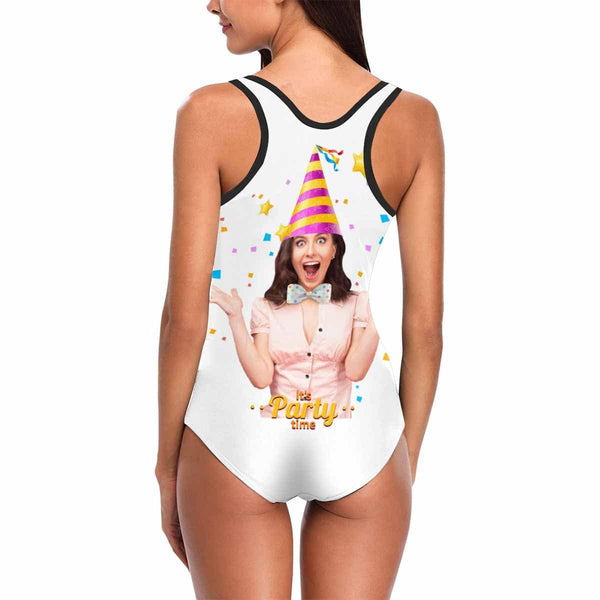 Custom Face Party Time Women's Tank Top Bathing Swimsuit