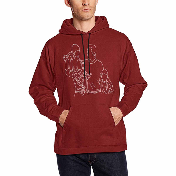 Custom Portrait Outline Shirt, Line Art Photo Shirt For Male, Custom Men's All Over Print Hoodie, Photo Outline Outfit For Family