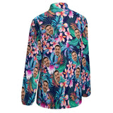 Custom Face Flower Vntage Casual Long Sleeve Hawaiian Shirts