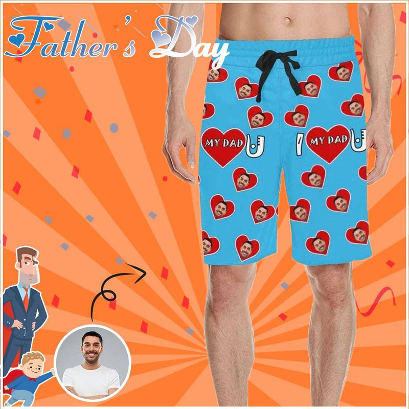 Custom Face Love My Dad Men's All Over Print Casual Shorts