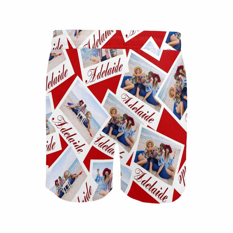 Custom Photo&Name Photo Wall Men's Quick Dry Swim Shorts, Personalized Funny Swim Trunks