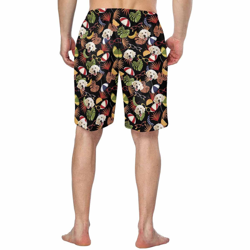 Custom Face Cute Dog Personalized Photo Men's Elastic Beach Short