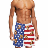 Custom Face Stars & Stripes Men's Mid Length Swim Trunks Bathing Suit