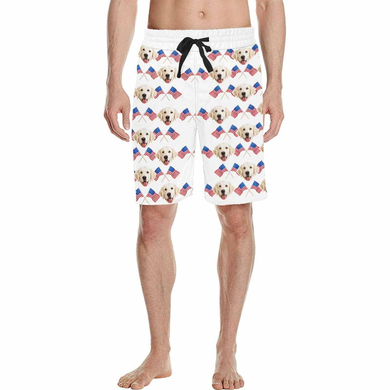 Custom Face Dog Flag Men's Casual Shorts