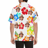Custom Face Beautiful Flowers Men's All Over Print Hawaiian Shirt