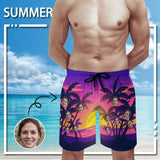 Custom Face Beauty Sunset Personalized Photo Men's Quick-drying Beach Shorts