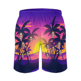 Custom Face Beauty Sunset Personalized Photo Men's Quick-drying Beach Shorts