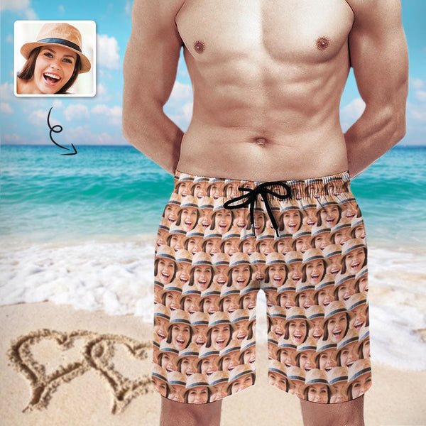 Custom Face Boyfriend/Husband Men's Quick-drying Swim Shorts Beach Shorts Personalized Men's Casual Shorts