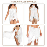 Custom Seamless Face Beach Wraps Chiffon Sarong Bikini Swimsuit Cover Ups Skirt Tassels