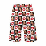 Custom Face Red Mouth Men's All Over Print Casual Shorts