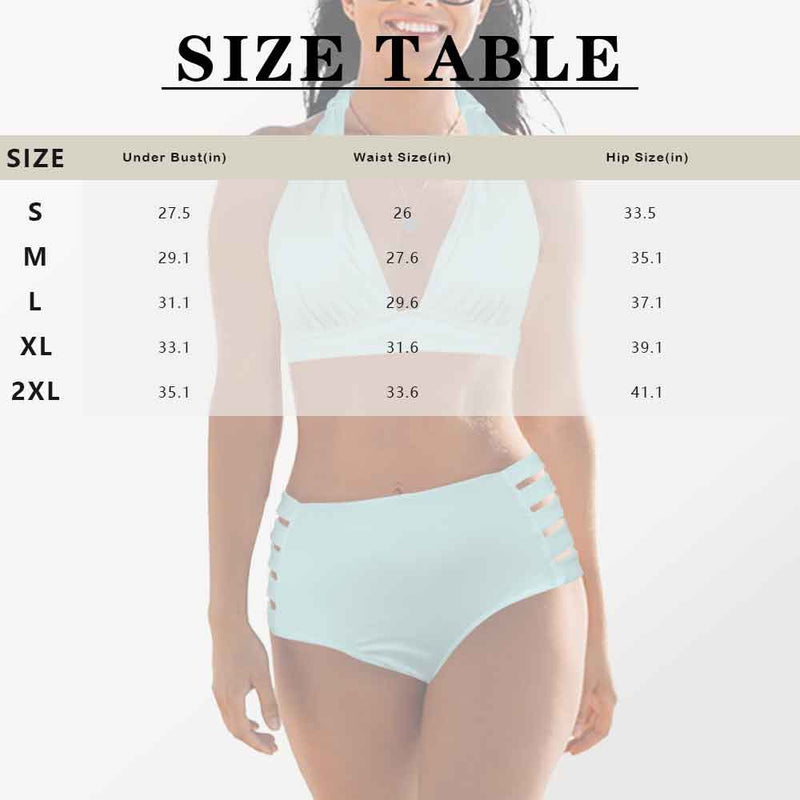 Custom Face Leopard Halterneck String Bikini Personalized High Waist Two-piece Bikini Swimsuit