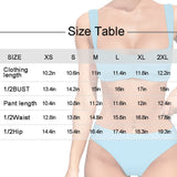 Custom Big Face Blue Leaves Bikini Personalized Women's Wide Shoulder Straps High Waist Bikini Set