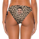 Side Tie-Custom Face Sexy Leopard Personalized Bikini Swimsuit Bottom