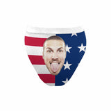 High Waisted High Cut Bikini Bottom-Custom Face USA Flag Personalized Bikini Swimsuit Bottom