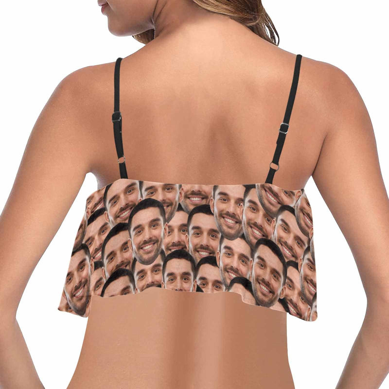 Ruffle Bikini Top-Custom Seamless Face Personalized Bikini Swimsuit Top Design Your Own Bikini