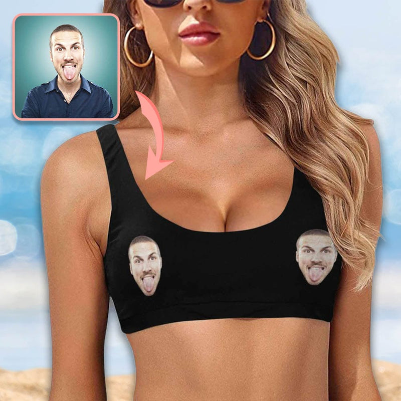 Sport Top-Custom Face Boyfriend Personalized Bikini Swimsuit Top