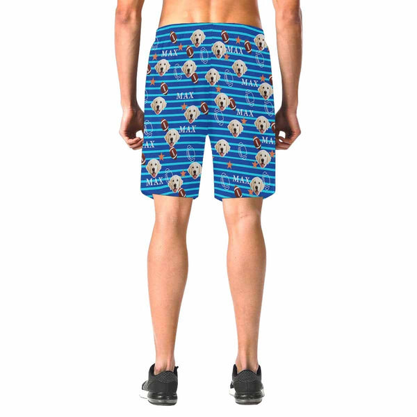 Custom Face Stripes Football Men's Elastic Beach Shorts