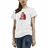 Custom Portrait Outline Shirt, Line Art Photo Shirt For Female, Custom Women's All Over Print T-shirt, Photo Outline Outfit For Daughter White