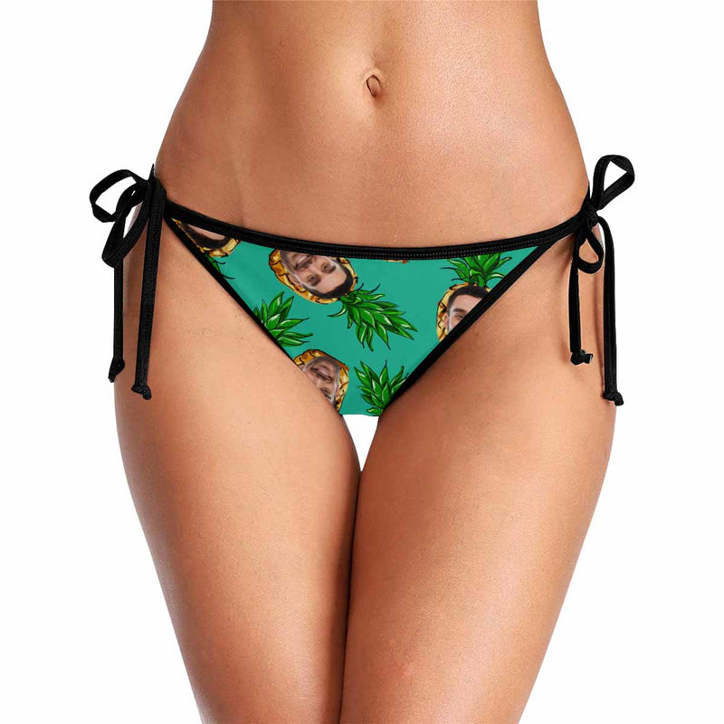 Custom Boyfriend Face Pineapple Personalized Bikini Swimsuit Bottom