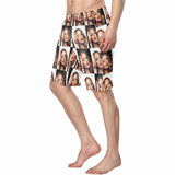 Custom Girlfriend Face Black & White Gird Men's Beach Shorts