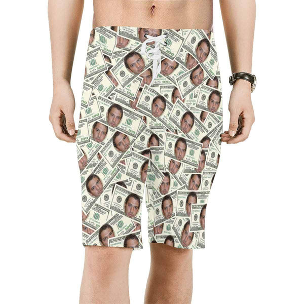 Custom Face Money Personalized Photo Men's Beach Short-Drawstring Short