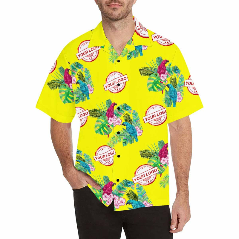 Custom Logo Hawaiian Shirts Yellow Sky Parrot Custom Aloha Shirts Tropical Printing Aloha Shirt