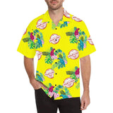 Custom Hawaiian Shirts with Logo Yellow Small Flower Customize Men's All Over Print Hawaiian Shirt Gift for Him