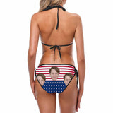 Custom Face American Flag Bikini Personalized Swimsuit Celebrate Holiday Party