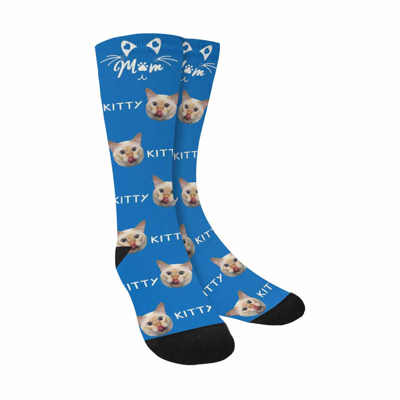 Custom Socks Face Socks & Name with Cat Faces Personalized Socks Face Socks for Grandfather