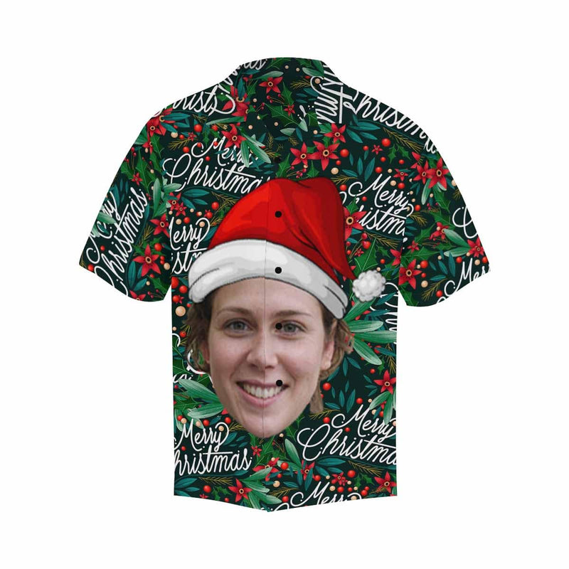 Hawaiian Shirt with Your Face Merry Christmas Custom Print Hawaiian Shirt Birthday Gift for Him