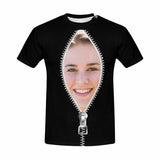 Custom Girlfriend Face Black Zipper Print T-shirt Made for You Custom Shirt Personalized Face Tshirt