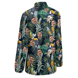 Custom Face Tropical Jungle Vntage Casual Long Sleeve Hawaiian Shirts