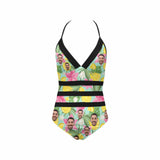 Custom Face Tropical Style Swimsuit Personalized Women's New Strap One Piece Bathing Suit Holiday Party For Her