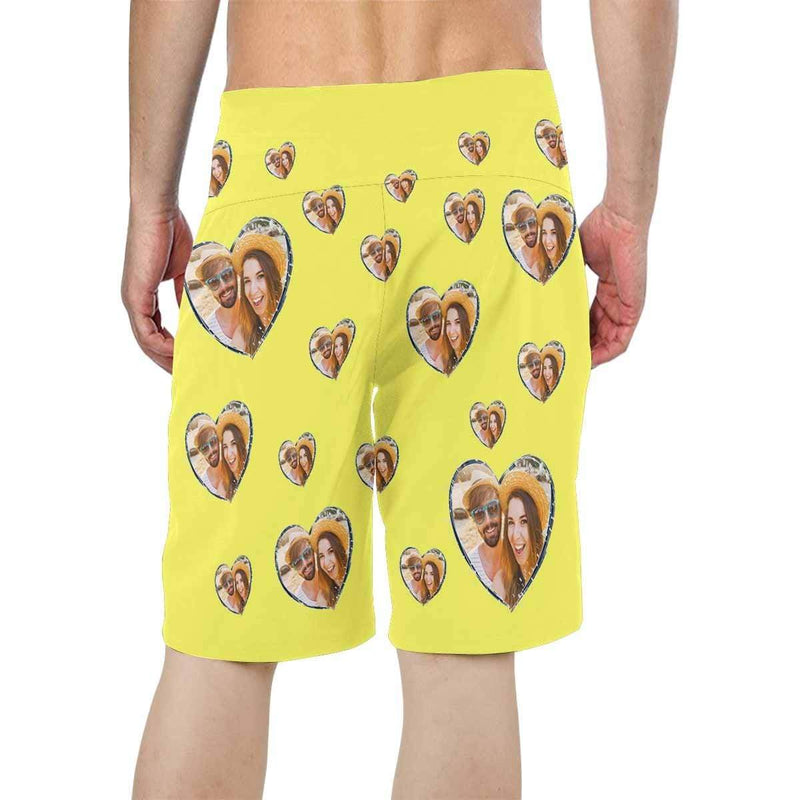 Custom Face Multiple Color Personalized Couple Photo Men's Beach Short-Drawstring Short