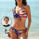 American Flag Bathingsuit #Independence Day#Custom Husband Face American Flag Swimsuit Personalized Bikini & Swim Trunks