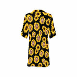 Custom Face Sunflower Chiffon Shirt Dress Thin Cover Up Personalized Women's V-Neck Bikini Beach Tunic Top