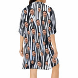 Custom Face Zebra Pattern Chiffon Shirt Dress Cover Up Personalized Thin Women's V-Neck Bikini Beach Tunic Top