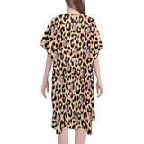 Custom Face Sexy Leopard Women's Bikini Swimsuit Long Short Kimono Chiffon Blouse Set