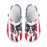 Custom Face American Flag Unisex White Hole Shoes Slides Classic Clogs